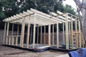 frame work erected of shed - The Man Cave, Northamptonshire