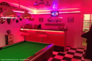 Inside view (bar) of shed - American Diner games room, Leicestershire