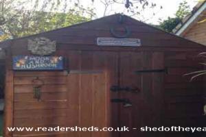 Front of shed - The Moon and Mushroom, Bedford