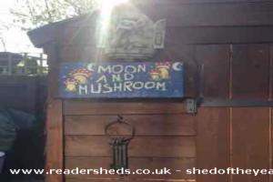 Sign of shed - The Moon and Mushroom, Bedford