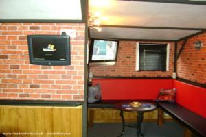 tv/jukebox and seating area of shed - the shed!, West Yorkshire