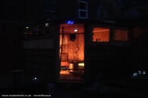 Front view nighttime of shed - Alen (woody), Shropshire