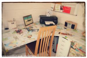 desk area of shed - Crafty Monkey at the beach..., Cambridgeshire