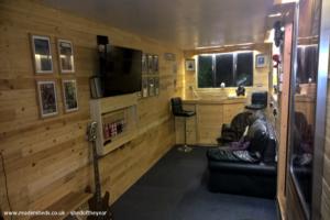 inside bar end of shed - the man cave / cabin of rock, Kent