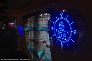 Bazzy's Bar clock and sign of shed - Bazzy's Bar (The Lorraine Brown Cabin), Dundee