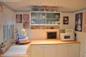 Lots of lovely work surfaces of shed - The Cake Studio, Staffordshire