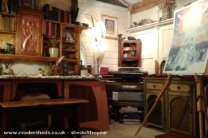 interior of studio of shed - Hobbit Hole Studios, Cheshire West and Chester