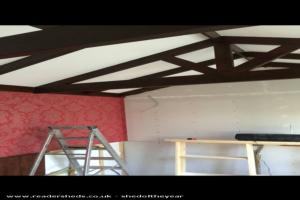 inside decorating and beams of shed - The Joiner's Arms, Lincolnshire