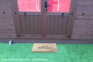 front door mat of shed - STU'S SPORTS BAR, Lancashire