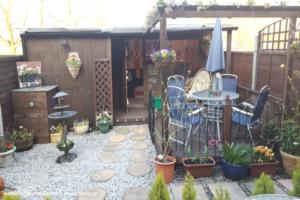 Outside patio area of shed - Ian's shed/pub, East Riding of Yorkshire