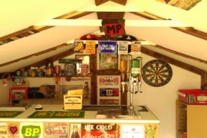 inside bar and plaques of shed - The Crazy Cat, Northamptonshire