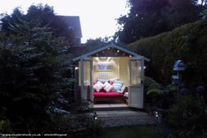Front view of shed - The beach hut , Warwickshire