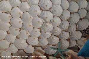 pearls set in scallop shells of shed - The Sea Shell Retreat, Hampshire