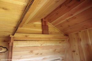 Inside cedar roof and wall detail. of shed - Celyn Dawn, Monmouthshire