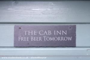 Slate sign of shed - The Cab Inn, Warwickshire