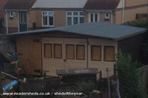 Doors and windows being constructed of shed - The Dudesheed, Tyne and Wear
