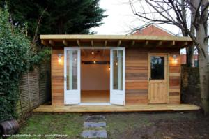 Front view doors open of shed - Man cave now she shed, Surrey