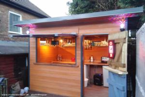 Front view of shed - bennys bar, Merseyside