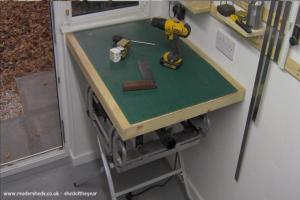 table saw doubles as additional bench of shed - 8x6 Workshop, Lancashire