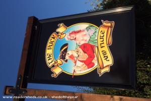 A unique sign. of shed - The Duck and Flute, Shropshire