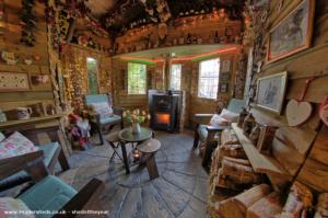 Fish eye internal view to front of shed of shed - Love Shack Argentum, Merseyside