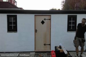 External front view, almost done of shed - Old Pool Cottage, Lancashire