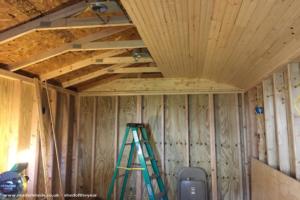 ceiling installation of shed - The Pub Shed on Prospect, Illinois