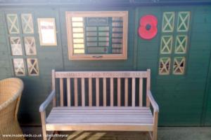outside The Memorial bench of shed - The Memorial Hut , West Sussex