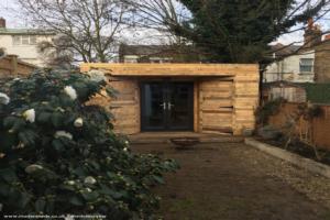 Front view from house of shed - AJK Architecture + Design Ltd Shed Office, Greater London