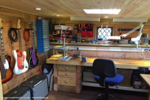 The Workbench of shed - Byrdlands The Left Handed Guitar Shed, Greater London