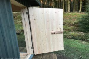 Open Hidden Door of shed - Eco-Bastu, Powys