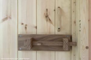 Handle and Lock Detail of shed - Eco-Bastu, Powys