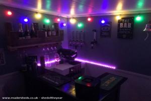 This picture displays the bar area when it is lit-up. of shed - The Hetherington Bar, Worcestershire