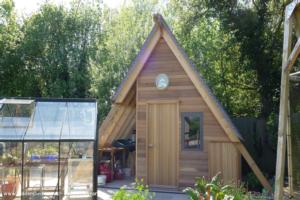 Front view of shed - A-frame potting shed, Dorset