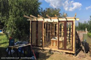 3walls up. Starting to take shape of shed - Rodneys Retreat, Powys