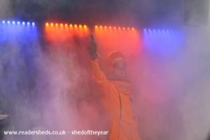Lights and smoke! of shed - The Space Shed - 'Unique' Shed of the Year 2019, Hertfordshire