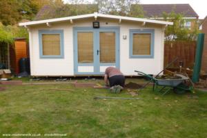 Front View - Landscaping of shed - Hut 8, Bedford