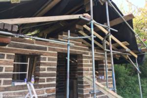Building the roof of shed - Garden House, Lincolnshire