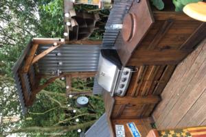 Our outside kitchen made from upcycled pallets and other materials. of shed - Stables's Retreat, West Yorkshire