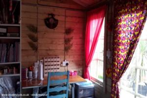 Inside View,Desk/Curtains of shed - The Cabin, Norfolk