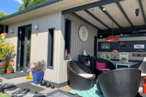Exterior shed and patio furniture of shed - Dad's Den, Staffordshire