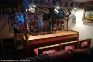 Inside view of Bar at night of shed - The Old Orchard, South Yorkshire