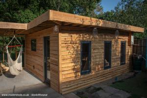 External, freshly clad of shed - The Yoga Cabin, Essex