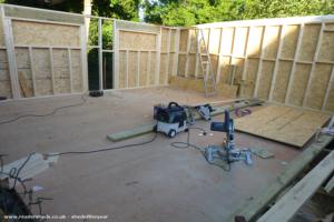 2 walls up... 2 to go... and the roof.. and all the other stuff! of shed - The Yoga Cabin, Essex
