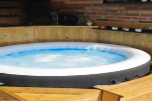 Hot tub areas of shed - Sadie backflips, Belfast
