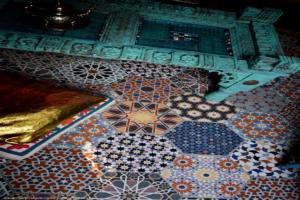 Islamic tiles and Moroccan painted table of shed - Arabian Nights, Greater London