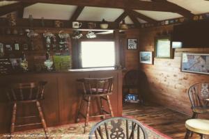 Bar and TV of shed - The Reivers Arms , Northumberland