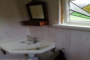 Sink and mirror of shed - The loo, Devon