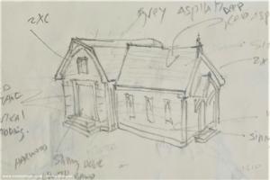Karl's drawing of shed - Ruth's Shed, Denbighshire