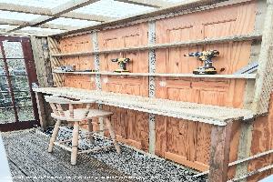 Potting bench before of shed - The potting shed, Lancashire